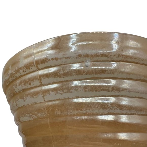 Fire King Oven Ware Ribbed Handled Soup Bowl Peach Luster Beehive Vintage - Picture 6 of 9